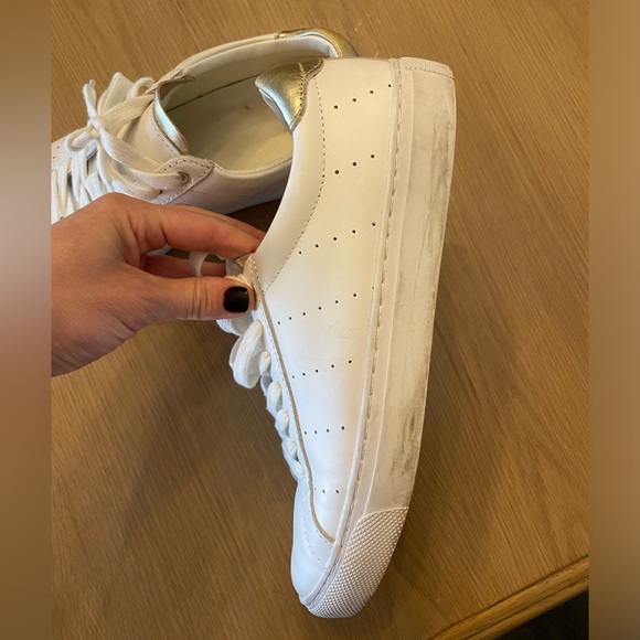J. Crew white and gold leather Saturday sneakers, size 9 - Picture 4 of 7